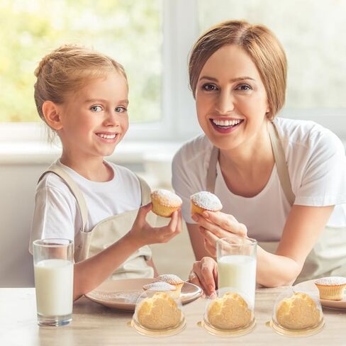 Cabilock 50Pcs Mini Cake Containers, Clear Plastic Small Cupcake Boxes with Dome Lids, Individual Baking Packing Box for Egg-Yolk Puff Muffin Mooncake Pastries in Saudi Arabia