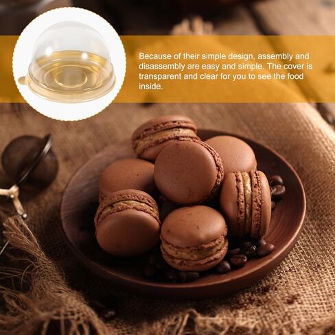 Cabilock 50Pcs Mini Cake Containers, Clear Plastic Small Cupcake Boxes with Dome Lids, Individual Baking Packing Box for Egg-Yolk Puff Muffin Mooncake Pastries in Saudi Arabia