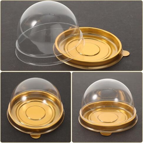 Cabilock 50Pcs Mini Cake Containers, Clear Plastic Small Cupcake Boxes with Dome Lids, Individual Baking Packing Box for Egg-Yolk Puff Muffin Mooncake Pastries in Saudi Arabia