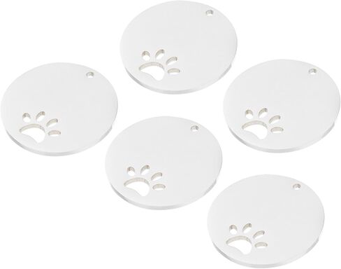Metal Dog Paw Tags Stamping, 1.18"x1.18" Silver Blank Dog Tags DIY Engraving Blank Tags for Pet Dog ID Tags, Pendant Decoration, Craft Tags, Pack of 5 in Saudi Arabia
