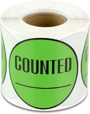 Write-On Counted Labels (300 Labels Per Roll, 1 Roll - 2 inch, Circle Dot, Green) Inventory Control Stickers for Counting OR Warehouse Organization in Saudi Arabia