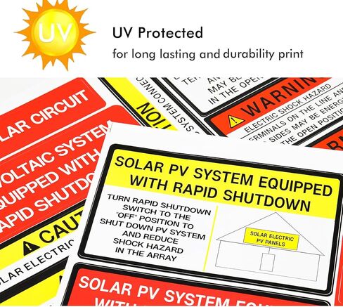 Photovoltaic Solar System Installer Label Kit | 2020 | 2017 Code | Electrical Panel Safety Stickers | PV Power Source Warning Set | Caution Solar Circuit | Outdoor Durability (5 Set of 48 Pack) in Kuwait