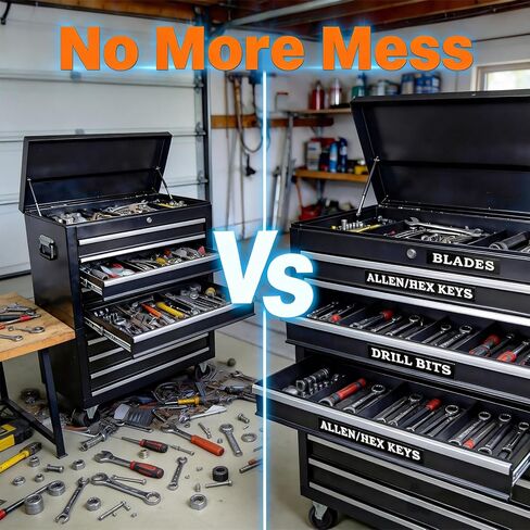 12 PCS Magnetic Toolbox Labels, 3D Raised Tool Box Magnetic Lables, General Toolbox Organize Accessories, Thick Resuable Tags for Steel Toolboxes, Tool Carts & Garage Organization (Black) in Kuwait