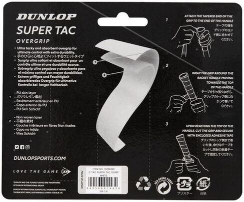 Dunlop Super Tac Tennis Overgrip (White) - 3-Pack in Multipacks (1-6 Packs Available) in Saudi Arabia