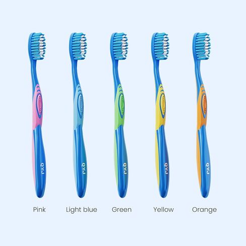 فرشاة أسنان يدوية ذات شعيرات متوسطة للبالغين، فرشاة أسنان لتبييض الأسنان بشعيرات حلزونية متوسطة الحجم لبقع القهوة والشاي الدخاني، وإزالة البلاك العميق، وأطراف شعيرات مستديرة للتنظيف اللطيف، 5 عبوات in Kuwait