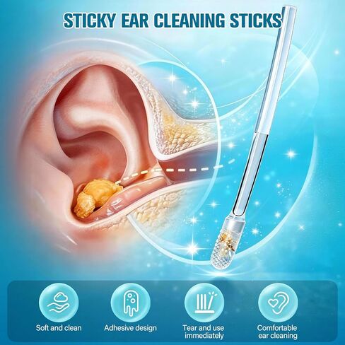 48 Pcs Sticky Ear Wax Removal Kit, 2025 Reusable Soft Adhesive Ear Pick Set with Storage Box, Gentle Ear Cleaner Accessory for Kids & Adults in Saudi Arabia