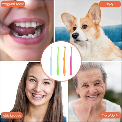 فرشاة أسنان Ouligay 4 قطع للكبار، فرشاة نهاية Tuft، فرشاة أسنان واحدة معنقدة لتقويم الأسنان للأقواس، رأس صغير فرشاة بين الأسنان لتنظيف التفاصيل in Kuwait