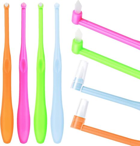 فرشاة أسنان Ouligay 4 قطع للكبار، فرشاة نهاية Tuft، فرشاة أسنان واحدة معنقدة لتقويم الأسنان للأقواس، رأس صغير فرشاة بين الأسنان لتنظيف التفاصيل in Kuwait