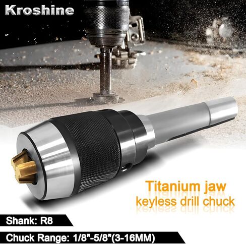 ظرف الحفر R8، 1/8 بوصة - 5/8 بوصة (3-16 مم) ظرف الحفر بدون مفتاح للخدمة الشاقة، ظرف مخرطة R8 مع مفتاح ربط APU16، فكوك تيتانيوم in Kuwait