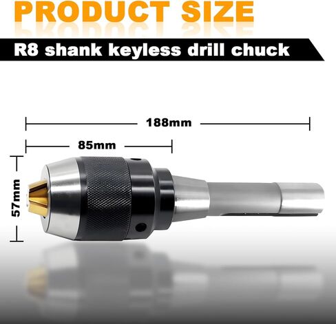 ظرف الحفر R8، 1/8 بوصة - 5/8 بوصة (3-16 مم) ظرف الحفر بدون مفتاح للخدمة الشاقة، ظرف مخرطة R8 مع مفتاح ربط APU16، فكوك تيتانيوم in Kuwait