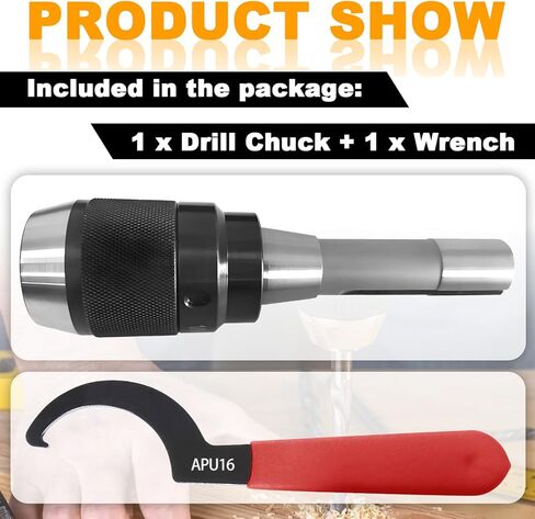 ظرف الحفر R8، 1/8 بوصة - 5/8 بوصة (3-16 مم) ظرف الحفر بدون مفتاح للخدمة الشاقة، ظرف مخرطة R8 مع مفتاح ربط APU16، فكوك تيتانيوم in Kuwait