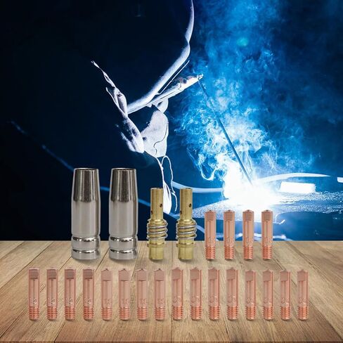24PCS for 15AK Welding Accessory Kit Contact Tips and Gas Nozzles for MIG Torch Compatible with MB15 Copper Brass Components in Saudi Arabia