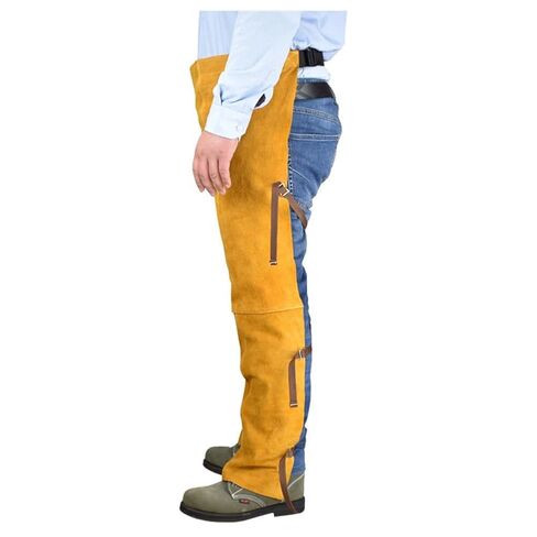 1pcs Welding Work Clothes Fire Wear Resistant Safety Chaps Leather Apron Adjustment Split Leg Waist in Saudi Arabia