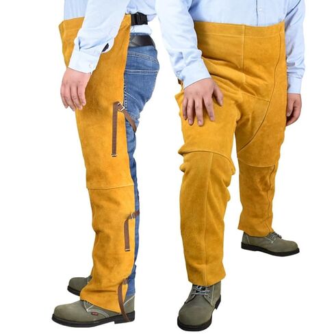 1pcs Welding Work Clothes Fire Wear Resistant Safety Chaps Leather Apron Adjustment Split Leg Waist in Saudi Arabia