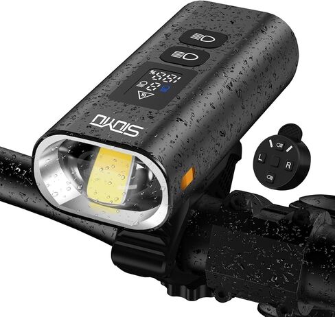Rechargeable Bike Lights - Dual Color LED Beads 1600LM, 5200mAh Bike Light for Night Riding, 13 Lighting Modes, with Smart Remote IPX4 Waterproof Bicycle Headlight for Cyclists and Commuters in Kuwait