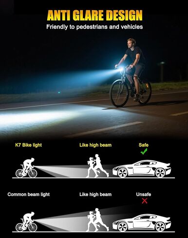 Rechargeable Bike Lights - Dual Color LED Beads 1600LM, 5200mAh Bike Light for Night Riding, 13 Lighting Modes, with Smart Remote IPX4 Waterproof Bicycle Headlight for Cyclists and Commuters in Kuwait