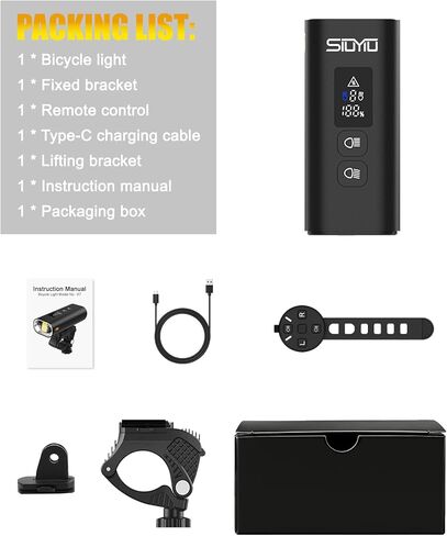 Rechargeable Bike Lights - Dual Color LED Beads 1600LM, 5200mAh Bike Light for Night Riding, 13 Lighting Modes, with Smart Remote IPX4 Waterproof Bicycle Headlight for Cyclists and Commuters in Kuwait