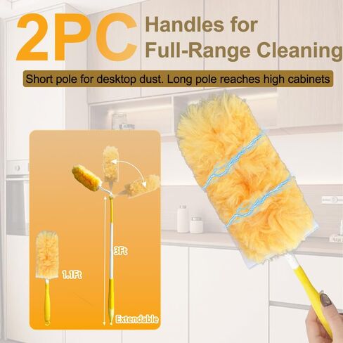 50 عبوة من عبوات منفضة الغبار للاستعمال مرة واحدة، متوافقة مع معظم مقابض منفضة الغبار القياسية، مجموعة إعادة ملء منافض الغبار لتنظيف الأثاث والسقف العمياء FA in Kuwait