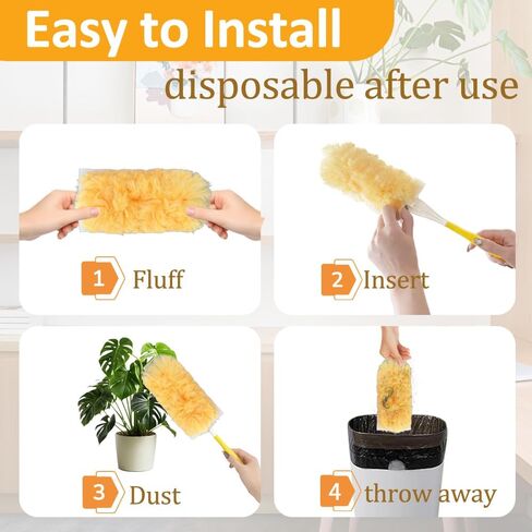 50 عبوة من عبوات منفضة الغبار للاستعمال مرة واحدة، متوافقة مع معظم مقابض منفضة الغبار القياسية، مجموعة إعادة ملء منافض الغبار لتنظيف الأثاث والسقف العمياء FA in Kuwait