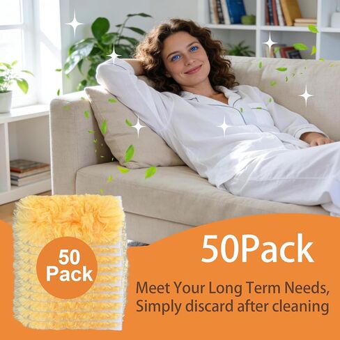 50 عبوة من عبوات منفضة الغبار للاستعمال مرة واحدة، متوافقة مع معظم مقابض منفضة الغبار القياسية، مجموعة إعادة ملء منافض الغبار لتنظيف الأثاث والسقف العمياء FA in Kuwait