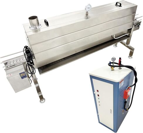 Steam Label Shrink Machine 3000-10000 Bottles/h Automatic Beverage Glass Cylinder Bottle Label with Steam Generator for PVC/PP/POF/PE/ETC/PET Shrink Film 220V in Kuwait