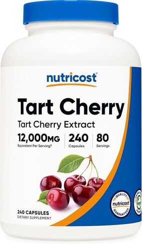 Nutricost Tart Cherry Extract 240 كبسولة لـ 80 حصة لكل زجاجة - نباتية، خالية من الكائنات المعدلة وراثيًا، خالية من الغلوتين in Saudi Arabia