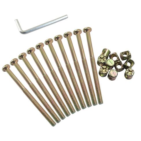 10 عبوات M8 X 110 مم صواميل مسمار أسطوانية، مجموعة وتد متقاطعة أجزاء أثاث مهود السرير، براغي موصل شديدة التحمل للأسرّة ذات الطابقين/تجميع الأثاث in Kuwait