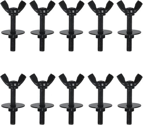10 Pcs M5 0.85x30mm 304 Stainless Steel Wing Butterfly Screws with 10 Pcs Nuts and 10 Pcs Round Steel Plates, Wing Bolt Thumb Hand Screws for Electronic Equipment (M5, Black) in Saudi Arabia