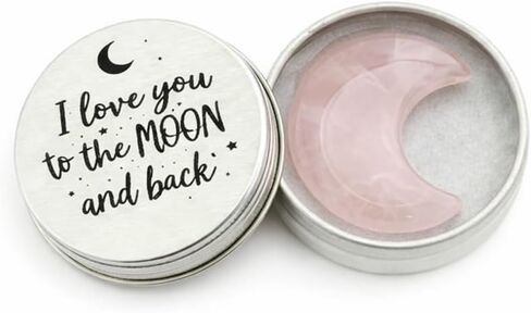 هدية "I Love You to the Moon and Back"، لعبة Asix، بلورات نصف قمر صغيرة مع بطاقة تهنئة، تذكار للعلاقة عن بعد، عيد الحب، الذكرى السنوية، هدايا عيد ميلاد لها. (الأزرق الفيروزي) in Kuwait