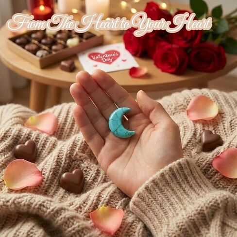 هدية "I Love You to the Moon and Back"، لعبة Asix، بلورات نصف قمر صغيرة مع بطاقة تهنئة، تذكار للعلاقة عن بعد، عيد الحب، الذكرى السنوية، هدايا عيد ميلاد لها. (الأزرق الفيروزي) in Kuwait