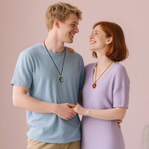 6 قطع من أقفاص القلادة الكريستالية القابلة للتعديل مع 7 كريستالات الشاكرا ومجموعة أحجار الشفاء، لصنع المجوهرات والتأمل اليوجا (7 أحجار متساقطة + 6 قطع حبل) in Kuwait