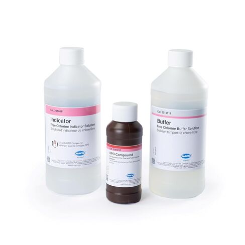 Hach Free Chlorine Reagent Set for CL17/CL17sc Analyzer, DPD Method, 450 Tests, 0.03-5.00 mg/L Cl₂ for CL17 & 0.03-10.0 mg/L Cl₂ for CL17sc, 2556900 in Saudi Arabia