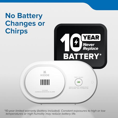 Kidde Carbon Monoxide Detector, 10-Year Battery Powered, LED Status Indicators, 85 dB Alarm, 5th Edition, COB10 in Saudi Arabia