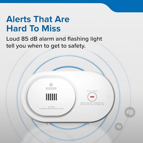 Kidde Carbon Monoxide Detector, 10-Year Battery Powered, LED Status Indicators, 85 dB Alarm, 5th Edition, COB10 in Saudi Arabia