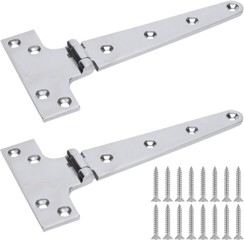 2 قطعة مفصلات T من الفولاذ المقاوم للصدأ 8 في 316، درجة بحرية، مفصلات أبواب شديدة التحمل، مقاومة للتآكل، مع 16 براغي M5 لسهولة التركيب in Kuwait