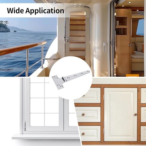 2 قطعة مفصلات T من الفولاذ المقاوم للصدأ 8 في 316، درجة بحرية، مفصلات أبواب شديدة التحمل، مقاومة للتآكل، مع 16 براغي M5 لسهولة التركيب in Kuwait