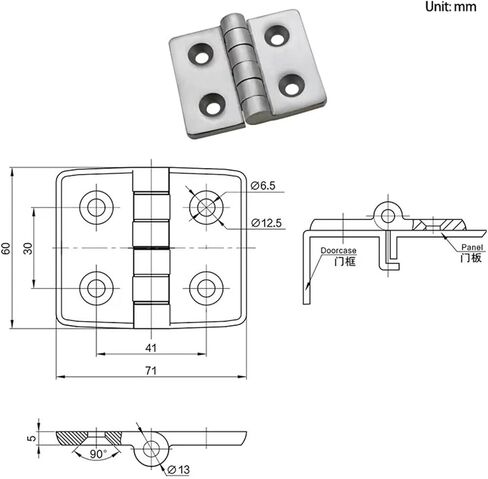 304 Stainless Steel Load-Bearing Hinges Industrial Electrical Machinery Equipment Door Accessories 1Pcs in Saudi Arabia