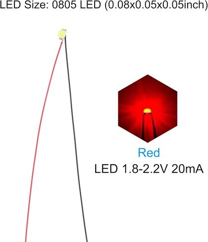 0805 Micro LED سلكي مسبقًا، 12 قطعة 1.8-2.2 فولت، صمامات ثنائية باعثة للضوء صغيرة ملحومة مسبقًا، جهاز تثبيت على السطح لبناء النماذج، DIY، المشروعات العلمية، طول 9.8 بوصة، أحمر in Saudi Arabia