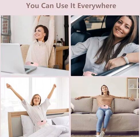 Heating Pad for Period Cramps, Portable Menstrual Heating Pad with Massage, Cordless & Rechargeable, Wearable Heating Belt for Women, Period Pain Relief Device, 3 Heat Levels & 4 Massage Modes in Saudi Arabia