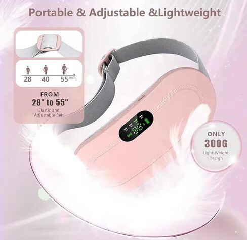 Heating Pad for Period Cramps, Portable Menstrual Heating Pad with Massage, Cordless & Rechargeable, Wearable Heating Belt for Women, Period Pain Relief Device, 3 Heat Levels & 4 Massage Modes in Saudi Arabia
