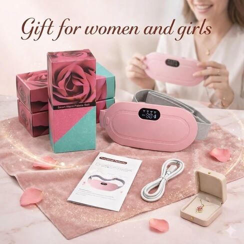 Heating Pad for Period Cramps, Portable Menstrual Heating Pad with Massage, Cordless & Rechargeable, Wearable Heating Belt for Women, Period Pain Relief Device, 3 Heat Levels & 4 Massage Modes in Saudi Arabia