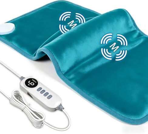 DAILYLIFF Massage Heating Pad, 12"x 24" Electric Heated Pads with Massager, 4 Massage Modes, 6 Heat Settings, 24 Relaxing Combinations, UL Certification, Blue in Saudi Arabia