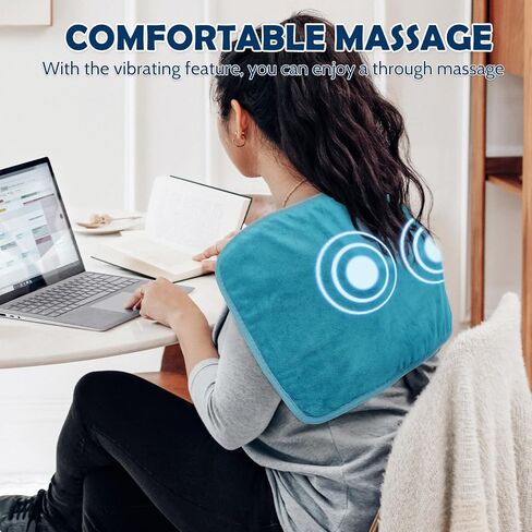 DAILYLIFF Massage Heating Pad, 12"x 24" Electric Heated Pads with Massager, 4 Massage Modes, 6 Heat Settings, 24 Relaxing Combinations, UL Certification, Blue in Saudi Arabia