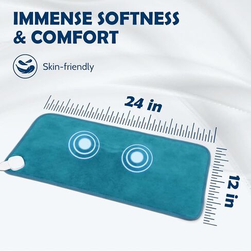 DAILYLIFF Massage Heating Pad, 12"x 24" Electric Heated Pads with Massager, 4 Massage Modes, 6 Heat Settings, 24 Relaxing Combinations, UL Certification, Blue in Saudi Arabia