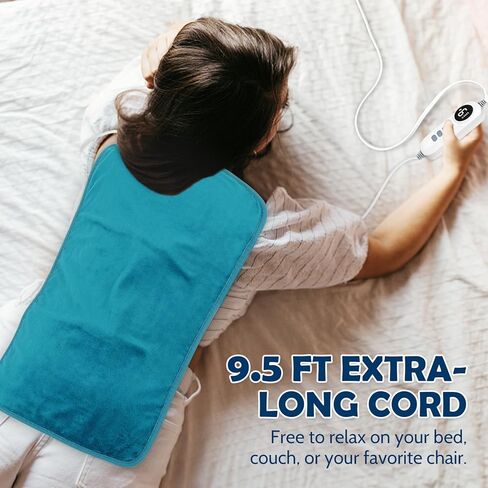 DAILYLIFF Massage Heating Pad, 12"x 24" Electric Heated Pads with Massager, 4 Massage Modes, 6 Heat Settings, 24 Relaxing Combinations, UL Certification, Blue in Saudi Arabia