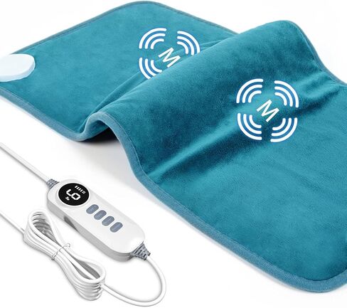 DAILYLIFF Massage Heating Pad, 12"x 24" Electric Heated Pads with Massager, 4 Massage Modes, 6 Heat Settings, 24 Relaxing Combinations, UL Certification, Blue in Saudi Arabia