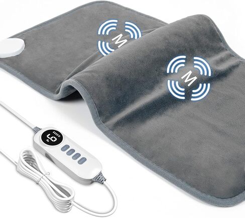 DAILYLIFF Massage Heating Pad, 12"x 24" Electric Heated Pads with Massager, 4 Massage Modes, 6 Heat Settings, 24 Relaxing Combinations, UL Certification, Blue in Saudi Arabia