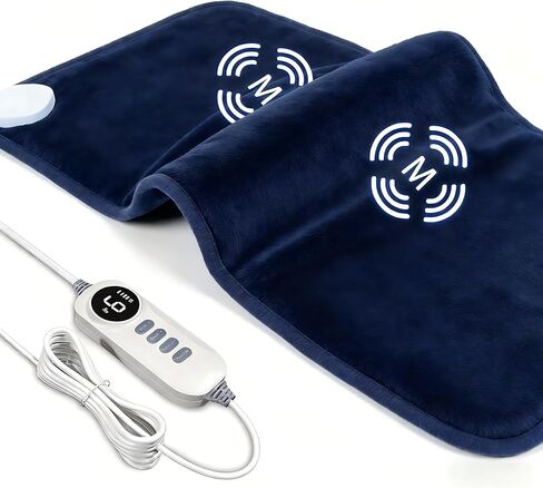 DAILYLIFF Massage Heating Pad, 12"x 24" Electric Heated Pads with Massager, 4 Massage Modes, 6 Heat Settings, 24 Relaxing Combinations, UL Certification, Blue in Saudi Arabia