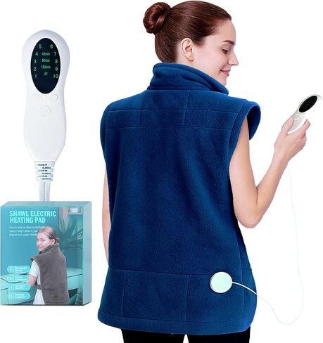 Heating Pad for Neck and Shoulders and Back,Holiday and Birthday Gifts for Family, Friends, and Seniors,Heating Pad for Back Pain Relief,10 Heat Settings, 3 Timers, Auto-Off (Tibetan Blue) in Kuwait