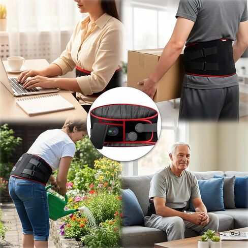SENAINS Cordless Heating Pad with Massager for Back Pain Relief & Period Cramps, 3 Heat & 5 Vibration Modes, 30-Min Auto-Off, Rechargeable Portable Wearable Heat Pad Gift for Women Men in Saudi Arabia